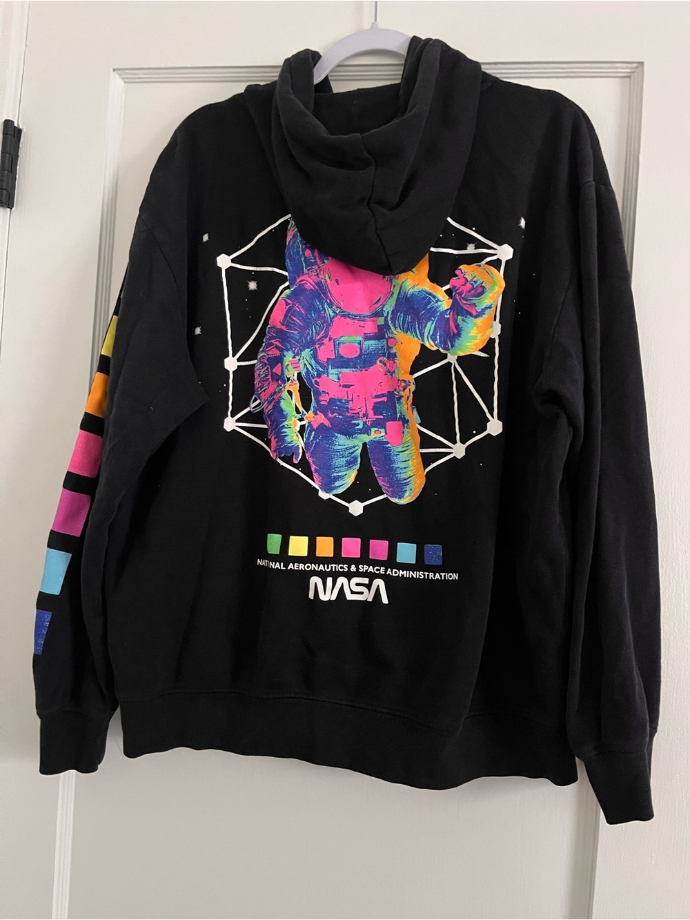 NASA Chemistry Black Crewneck Sweatshirt with Neon Astronaut Graphic